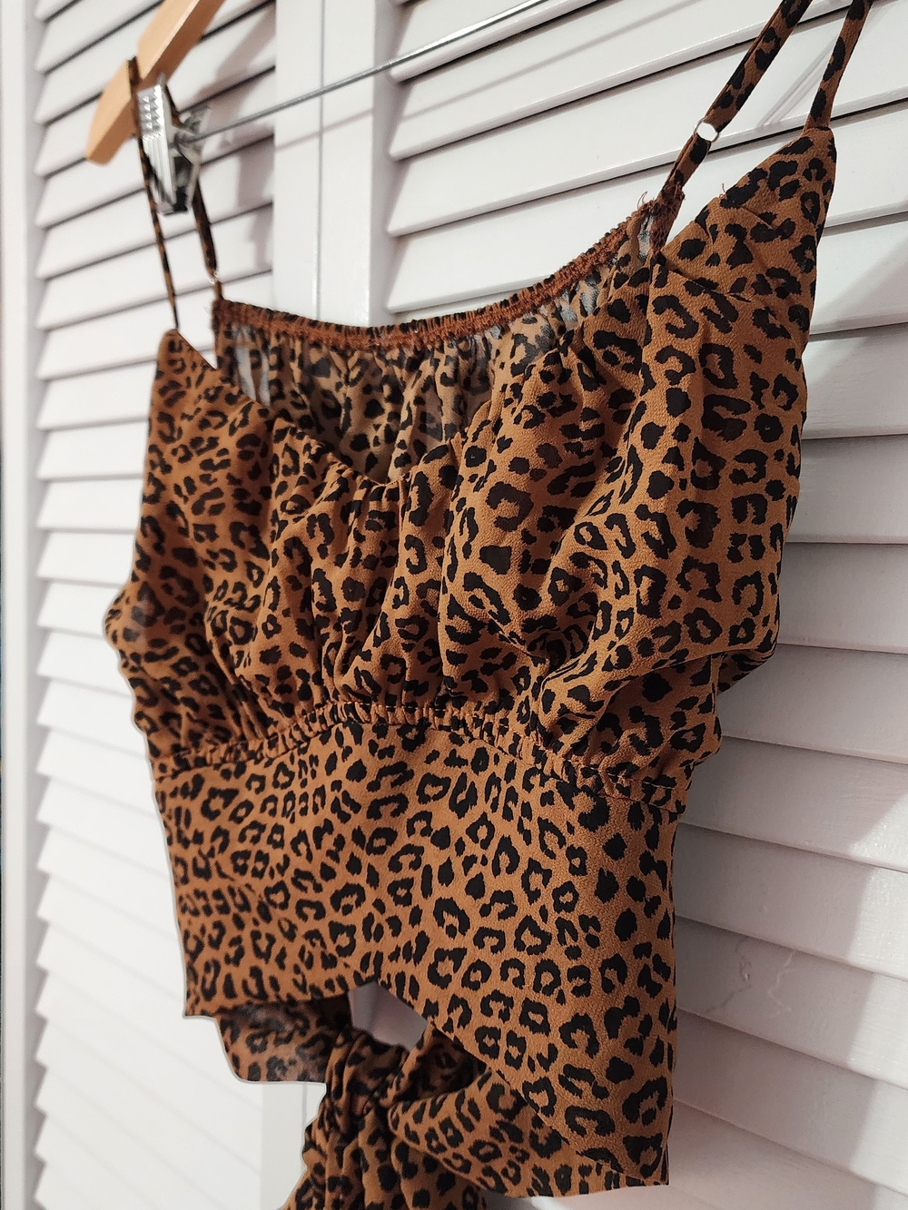 Leopard Print Brown Tie-Back Cami Top